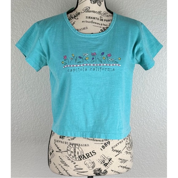 Vintage Womens Anvil Y2K Tag Capitola California Cropped Tee, size Medium - Picture 1 of 9